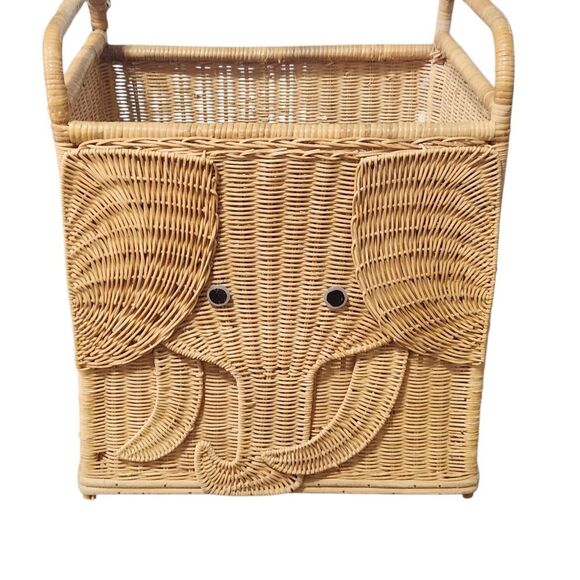 Vintage Rattan Wicker Elephant Trunk Storage Chest Basket Baby Nursery - Picture 1 of 11